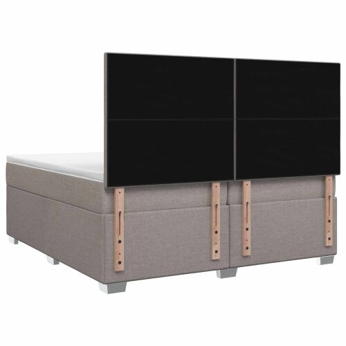 Boxspring krevet s madracem Sivosmeđa 200 x 200 cm Tkanina - Sivosmeđa 200 x 200 cm Prošiveno gumbima Cijena
