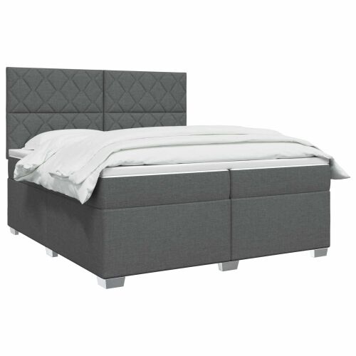 Boxspring krevet s madracem Tamnosiva 200 x 200 cm Tkanina - Tamnosiva 200 x 200 cm Dizajn s rombovima Cijena