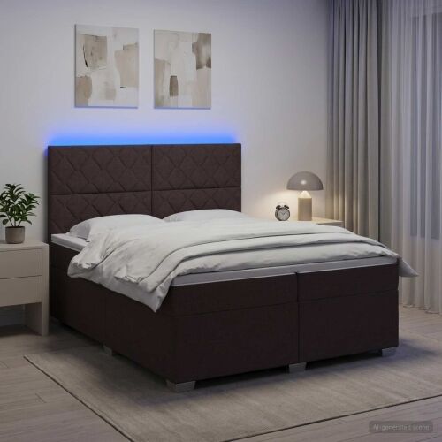 Boxspring krevet s madracem Tamno smeđa 200 x 200 cm Tkanina - Tamno smeđa 200 x 200 cm Dizajn s rombovima Cijena