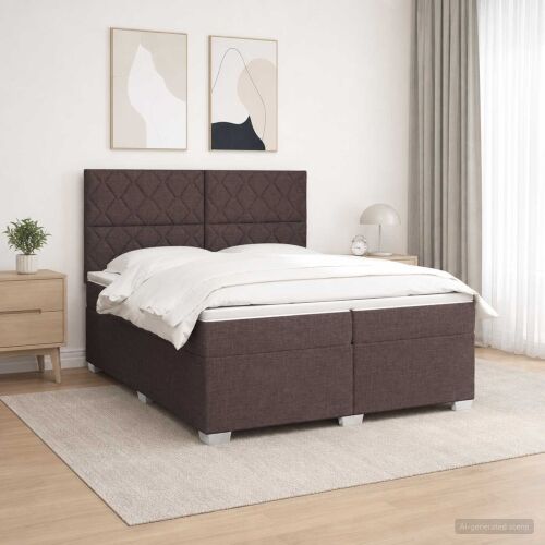 Boxspring krevet s madracem Tamno smeđa 200 x 200 cm Tkanina - Tamno smeđa 200 x 200 cm Dizajn s rombovima Cijena