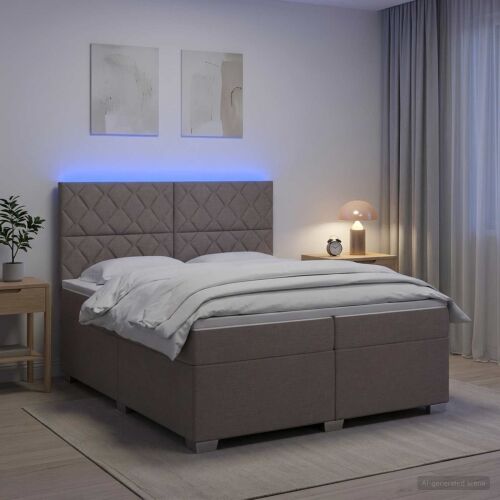 Boxspring krevet s madracem Sivosmeđa 200 x 200 cm Tkanina - Sivosmeđa 200 x 200 cm Dizajn s rombovima Cijena