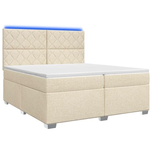 Boxspring krevet s madracem Krem 200 x 200 cm Tkanina - Krem 200 x 200 cm Dizajn s rombovima Cijena