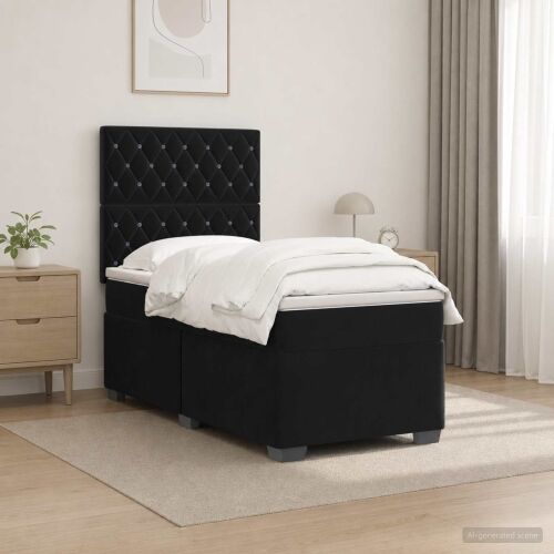 Boxspring krevet s madracem Crna 80 x 200 cm Baršun - Crna 80 x 200 cm Kristal s dugmadima Cijena
