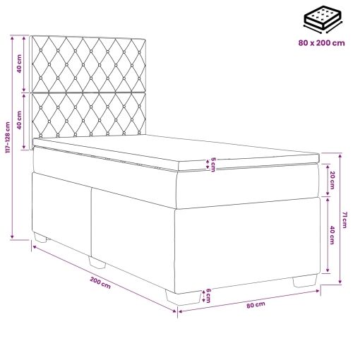 Boxspring krevet s madracem Ružičasta 80 x 200 cm Baršun - Ružičasta 80 x 200 cm Kristal s dugmadima Cijena