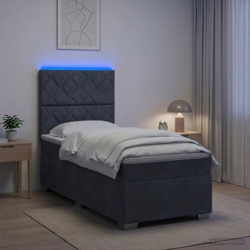 Boxspring krevet s madracem Tamnosiva 80 x 200 cm Baršun - Tamnosiva 80 x 200 cm Dizajn s rombovima Cijena