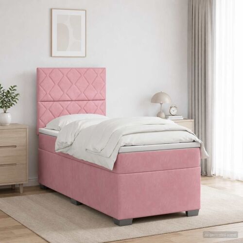 Boxspring krevet s madracem Ružičasta 80 x 200 cm Baršun - Ružičasta 80 x 200 cm Dizajn s rombovima Cijena