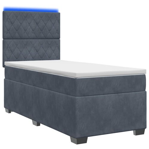Boxspring krevet s madracem Tamnosiva 90 x 190 cm Baršun - Tamnosiva 90 x 190 cm Kristal s dugmadima Cijena