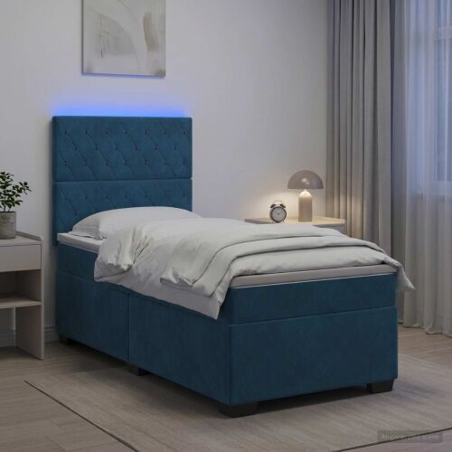 Boxspring krevet s madracem Plava 90 x 190 cm Baršun - Plava 90 x 190 cm Kristal s dugmadima Cijena