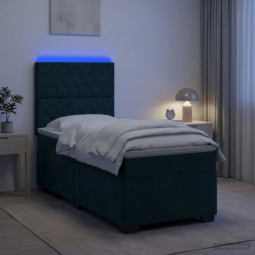 Boxspring krevet s madracem Tamnozelena 90 x 200 cm Baršun - Tamnozelena 90 x 200 cm Kristal s dugmadima Cijena