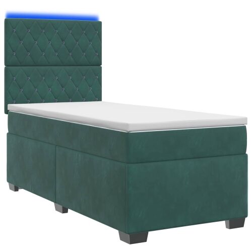 Boxspring krevet s madracem Tamnozelena 90 x 200 cm Baršun - Tamnozelena 90 x 200 cm Kristal s dugmadima Cijena