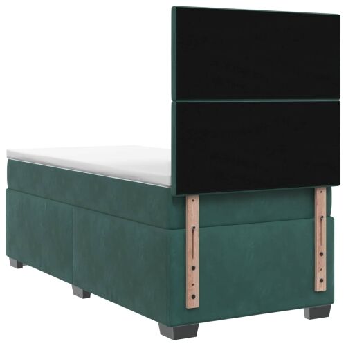 Boxspring krevet s madracem Tamnozelena 90 x 200 cm Baršun - Tamnozelena 90 x 200 cm Kristal s dugmadima Cijena