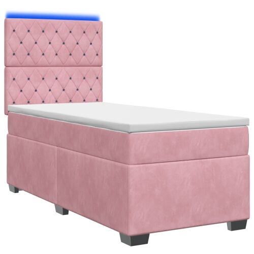 Boxspring krevet s madracem Ružičasta 100 x 200 cm Baršun - Ružičasta 100 x 200 cm Kristal s dugmadima Cijena