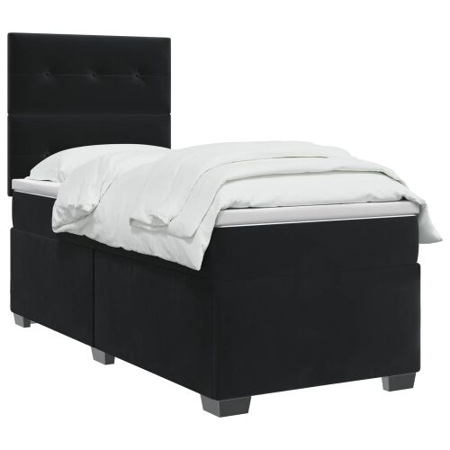 Boxspring krevet s madracem Crna 100 x 200 cm Baršun - Crna 100 x 200 cm Prošiveno gumbima Cijena