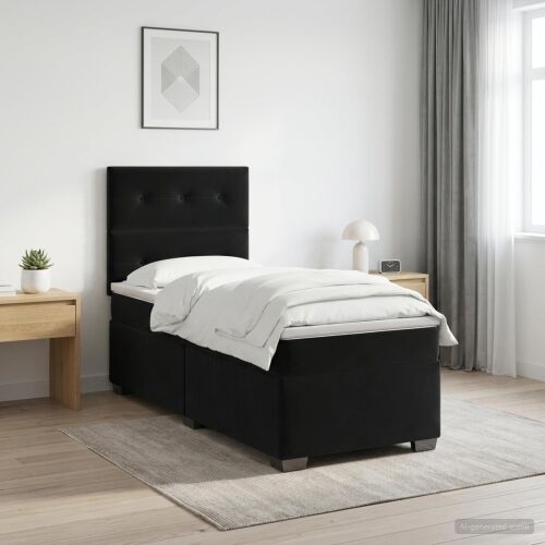 Boxspring krevet s madracem Crna 100 x 200 cm Baršun - Crna 100 x 200 cm Prošiveno gumbima Cijena