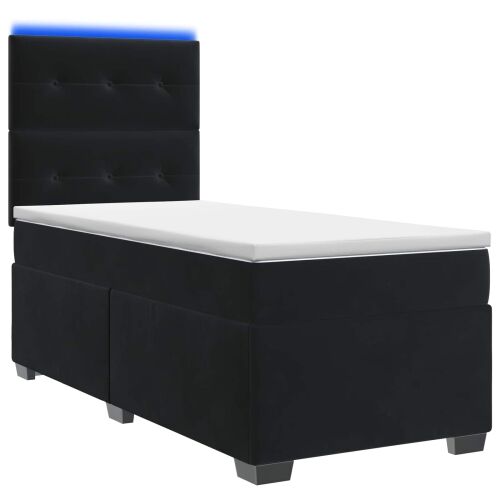 Boxspring krevet s madracem Crna 100 x 200 cm Baršun - Crna 100 x 200 cm Prošiveno gumbima Cijena