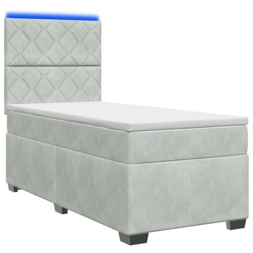 Boxspring krevet s madracem Svjetlosiva 100 x 200 cm Baršun - Svjetlosiva 100 x 200 cm Dizajn s rombovima Cijena