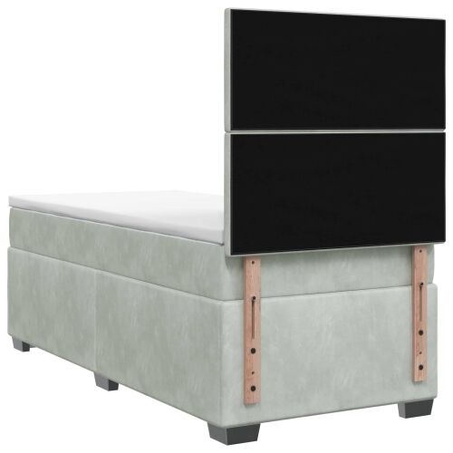Boxspring krevet s madracem Svjetlosiva 100 x 200 cm Baršun - Svjetlosiva 100 x 200 cm Dizajn s rombovima Cijena
