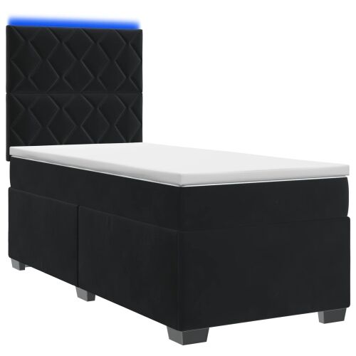 Boxspring krevet s madracem Crna 100 x 200 cm Baršun - Crna 100 x 200 cm Dizajn s rombovima Cijena