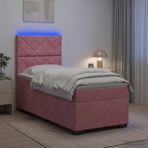 Boxspring krevet s madracem Ružičasta 100 x 200 cm Baršun - Ružičasta 100 x 200 cm Dizajn s rombovima Cijena