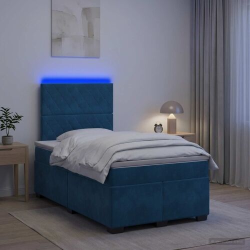 Boxspring krevet s madracem Plava 120 x 190 cm Baršun - Plava 120 x 190 cm Kristal s dugmadima Cijena
