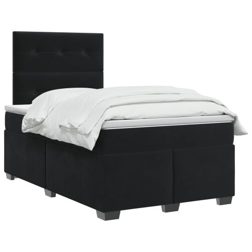 Boxspring krevet s madracem Crna 120 x 190 cm Baršun - Crna 120 x 190 cm Prošiveno gumbima Cijena