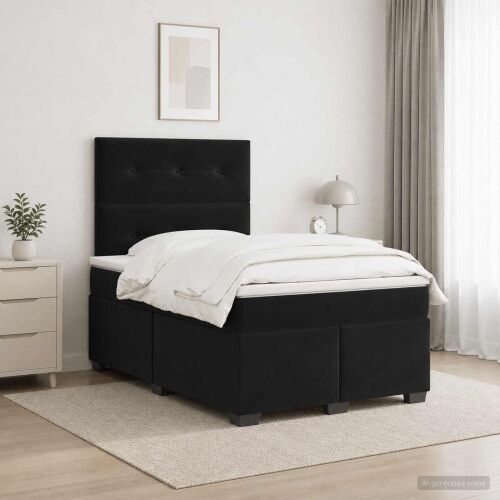 Boxspring krevet s madracem Crna 120 x 190 cm Baršun - Crna 120 x 190 cm Prošiveno gumbima Cijena