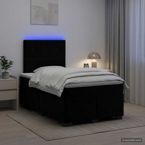 Boxspring krevet s madracem Crna 120 x 190 cm Baršun - Crna 120 x 190 cm Prošiveno gumbima Cijena