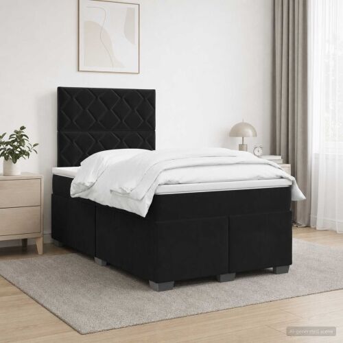 Boxspring krevet s madracem Crna 120 x 190 cm Baršun - Crna 120 x 190 cm Dizajn s rombovima Cijena