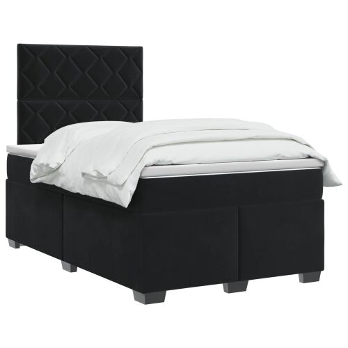 Boxspring krevet s madracem Crna 120 x 190 cm Baršun - Crna 120 x 190 cm Dizajn s rombovima Cijena
