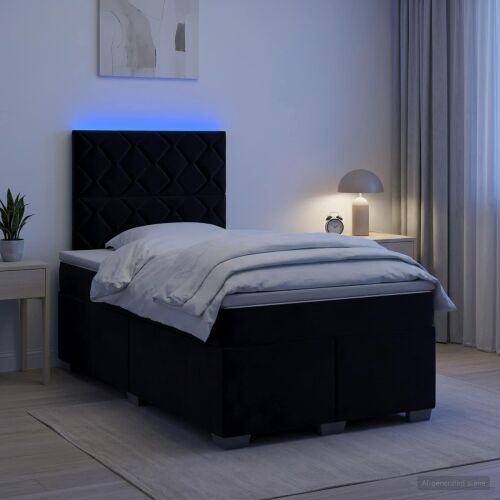Boxspring krevet s madracem Crna 120 x 190 cm Baršun - Crna 120 x 190 cm Dizajn s rombovima Cijena