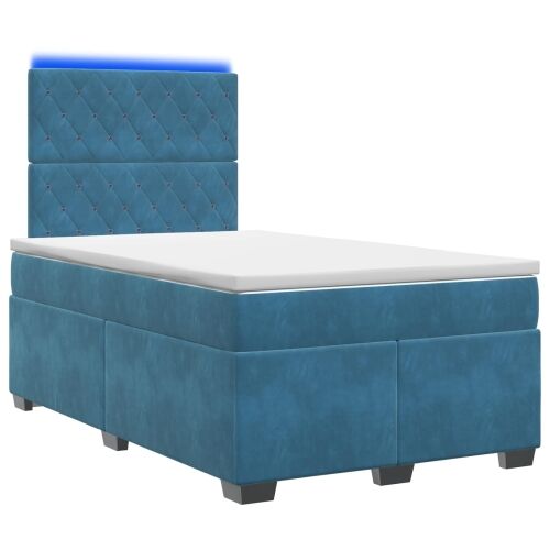 Boxspring krevet s madracem Plava 120 x 200 cm Baršun - Plava 120 x 200 cm Kristal s dugmadima Cijena