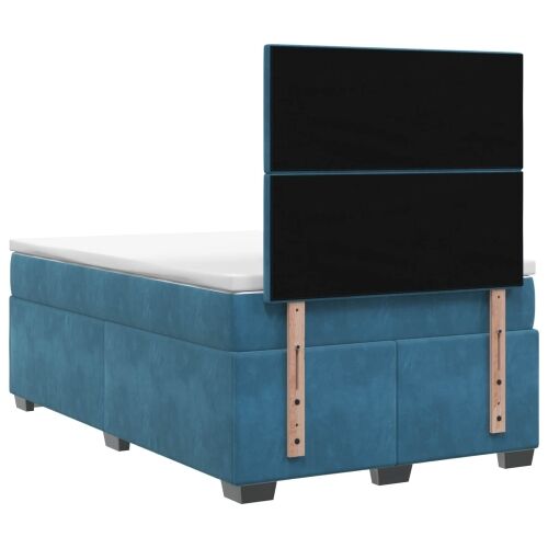 Boxspring krevet s madracem Plava 120 x 200 cm Baršun - Plava 120 x 200 cm Kristal s dugmadima Cijena