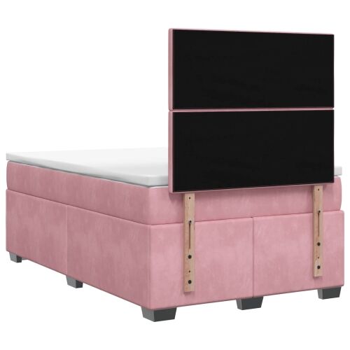 Boxspring krevet s madracem Ružičasta 120 x 200 cm Baršun - Ružičasta 120 x 200 cm Kristal s dugmadima Cijena
