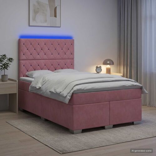 Boxspring krevet s madracem Ružičasta 120 x 200 cm Baršun - Ružičasta 120 x 200 cm Kristal s dugmadima Cijena