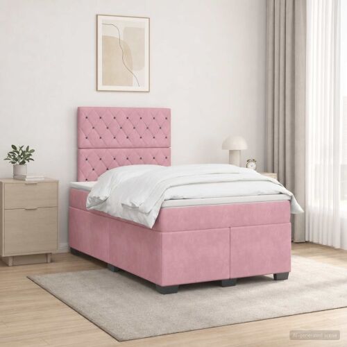 Boxspring krevet s madracem Ružičasta 120 x 200 cm Baršun - Ružičasta 120 x 200 cm Kristal s dugmadima Cijena