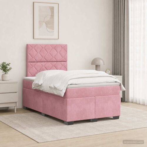 Boxspring krevet s madracem Ružičasta 120 x 200 cm Baršun - Ružičasta 120 x 200 cm Dizajn s rombovima Cijena