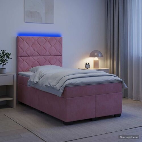 Boxspring krevet s madracem Ružičasta 120 x 200 cm Baršun - Ružičasta 120 x 200 cm Dizajn s rombovima Cijena