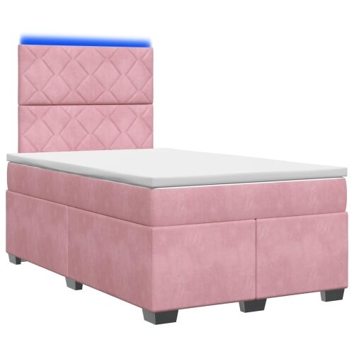 Boxspring krevet s madracem Ružičasta 120 x 200 cm Baršun - Ružičasta 120 x 200 cm Dizajn s rombovima Cijena