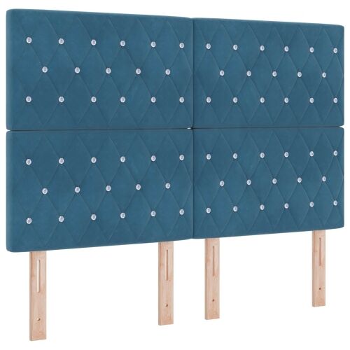Boxspring krevet s madracem Plava 140 x 190 cm Baršun - Plava 140 x 190 cm Kristal s dugmadima Cijena