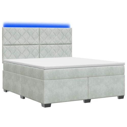 Boxspring krevet s madracem Svjetlosiva 140 x 190 cm Baršun - Svjetlosiva 140 x 190 cm Dizajn s rombovima Cijena