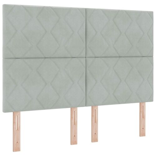 Boxspring krevet s madracem Svjetlosiva 140 x 190 cm Baršun - Svjetlosiva 140 x 190 cm Dizajn s rombovima Cijena