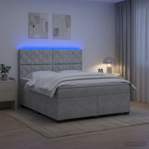 Boxspring krevet s madracem Svjetlosiva 140 x 190 cm Baršun - Svjetlosiva 140 x 190 cm Dizajn s rombovima Cijena