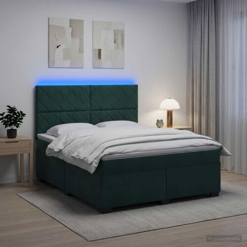 Boxspring krevet s madracem Tamnozelena 140 x 190 cm Baršun - Tamnozelena 140 x 190 cm Dizajn s rombovima Cijena