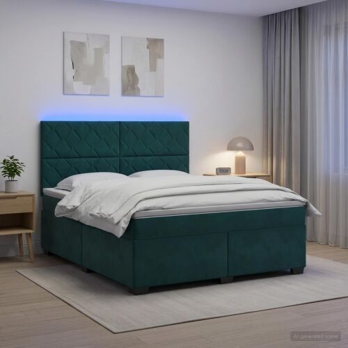 Boxspring krevet s madracem Tamnozelena 140 x 190 cm Baršun - Tamnozelena 140 x 190 cm Dizajn s rombovima Cijena