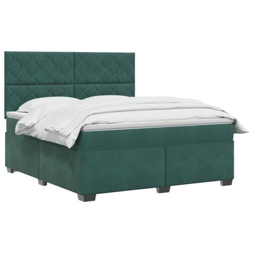 Boxspring krevet s madracem Tamnozelena 140 x 190 cm Baršun - Tamnozelena 140 x 190 cm Dizajn s rombovima Cijena