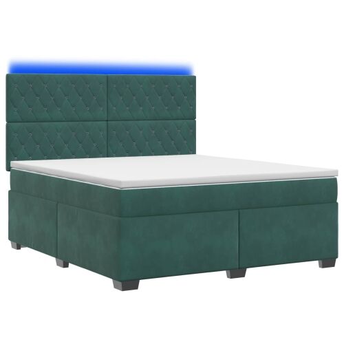 Boxspring krevet s madracem Tamnozelena 140 x 200 cm Baršun - Tamnozelena 140 x 200 cm Kristal s dugmadima Cijena