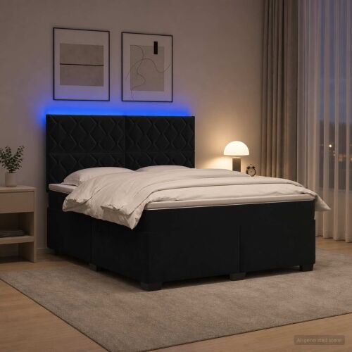 Boxspring krevet s madracem Crna 140 x 200 cm Baršun - Crna 140 x 200 cm Dizajn s rombovima Cijena