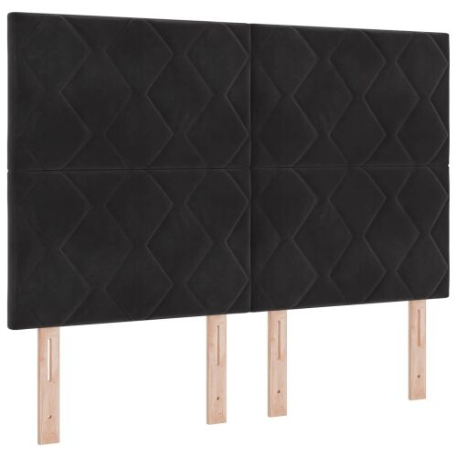 Boxspring krevet s madracem Crna 140 x 200 cm Baršun - Crna 140 x 200 cm Dizajn s rombovima Cijena