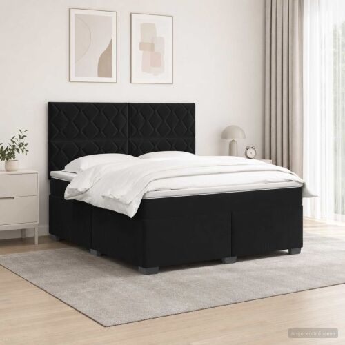 Boxspring krevet s madracem Crna 140 x 200 cm Baršun - Crna 140 x 200 cm Dizajn s rombovima Cijena