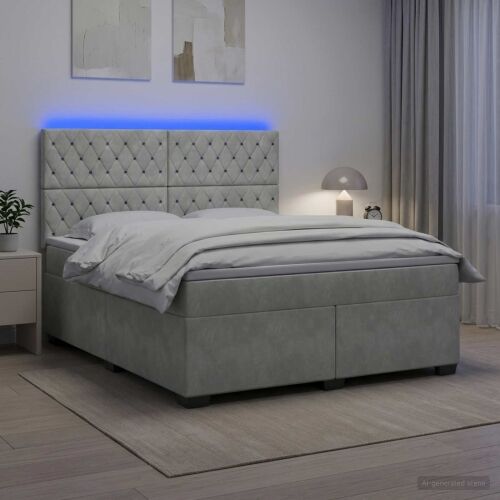 Boxspring krevet s madracem Svjetlosiva 160 x 200 cm Baršun - Svjetlosiva 160 x 200 cm Kristal s dugmadima Cijena